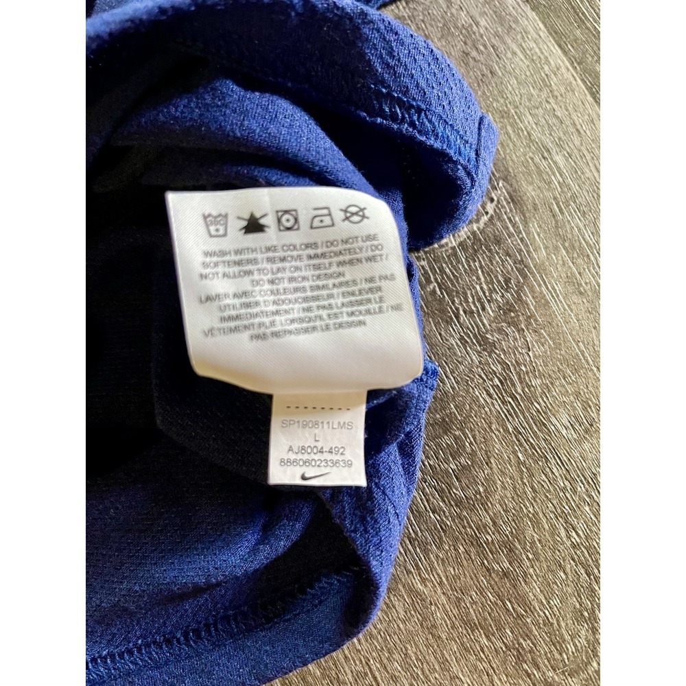 Nike Dri-Fit Swoosh Logo Blue Short Sleeve Polyester Blend T-Shirt Men's L - Picture 4 of 6